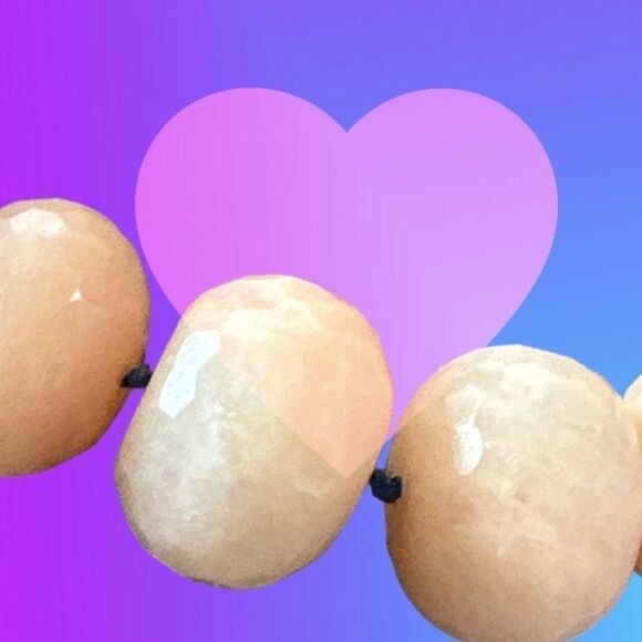 Faceted large natural rose quartz rondel necklace 17” with extension to 21” - Picture 4 of 9